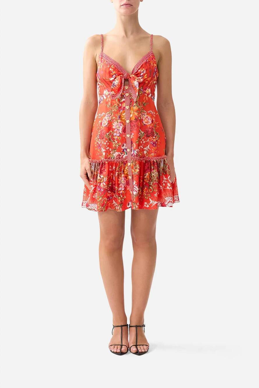 NEW CAMILLA tie front short dress in olé olé